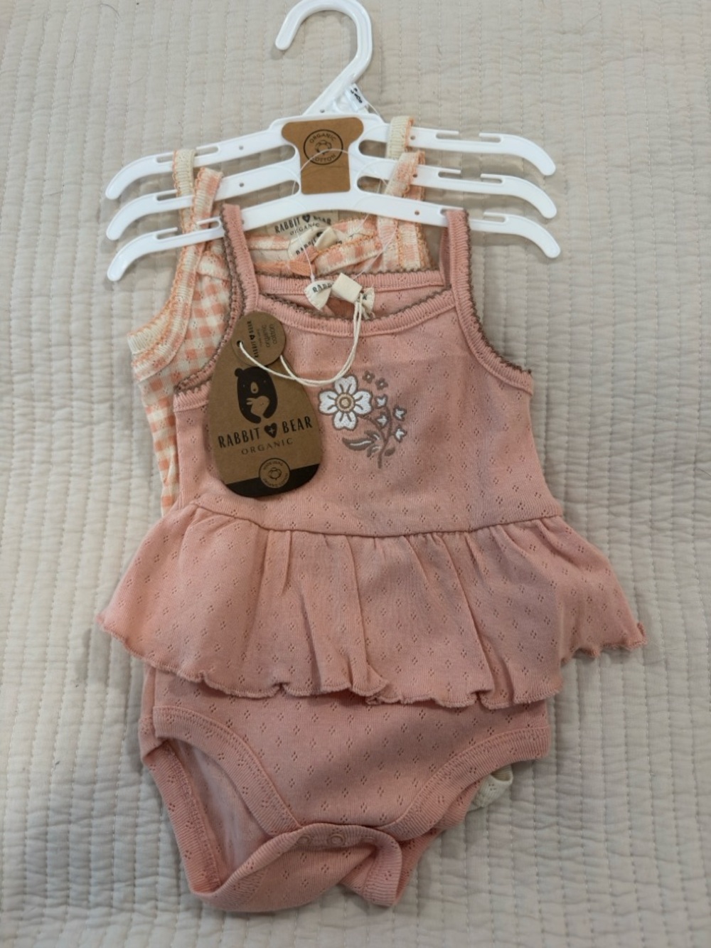 NWT Rabbit & Bear Organic Baby Three-Piece Bodysuit Set